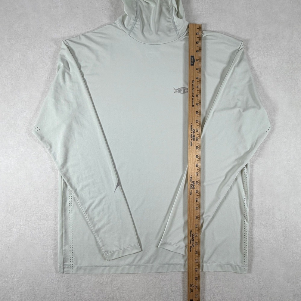 Aftco Mens Sun Hoodie Fishing Shirt Mask Hood Gaiter Sage Green Size Medium - Picture 6 of 13